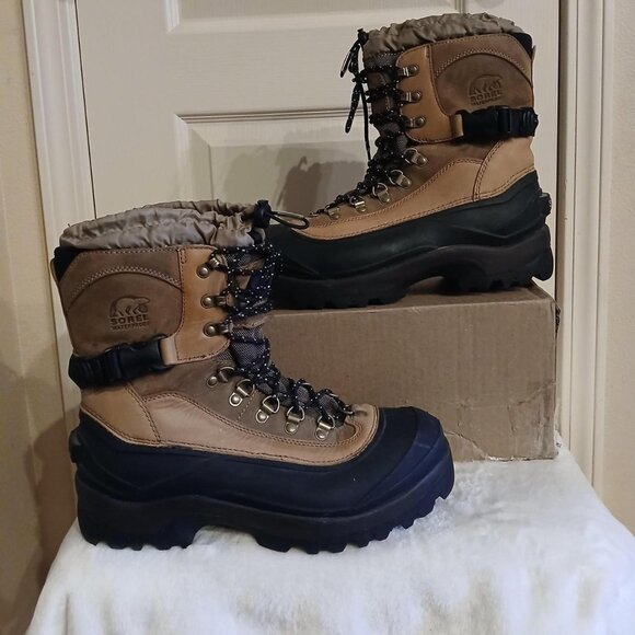 Sorel Conquest Waterproof Leather Boots Insulated 400g Thinsulate Men's Sz 11 - Picture 1 of 7